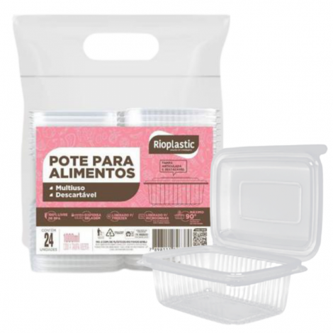 bandeja rioplastic ret c/tampa articul natural 1000ml c/24