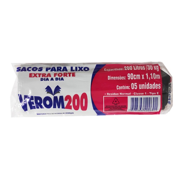 saco para lixo rolo verom 200l